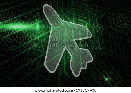 Airplane against green and black circuit board