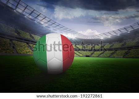 Football in italy colours in large football stadium with lights