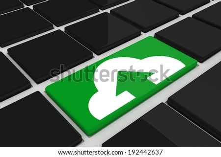 Cloud computing against black keyboard with green key