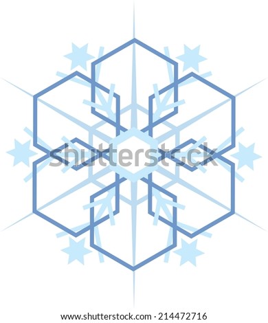 Digitally generated blue snow flake on white background