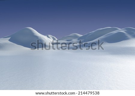 Digitally generated snowy land scape with copy space