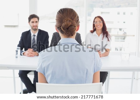 Businesswoman in a work interview with employers