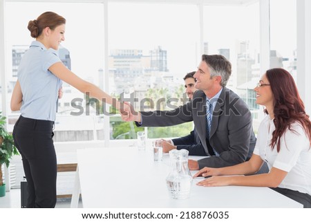 Businesswoman in a work interview with employers