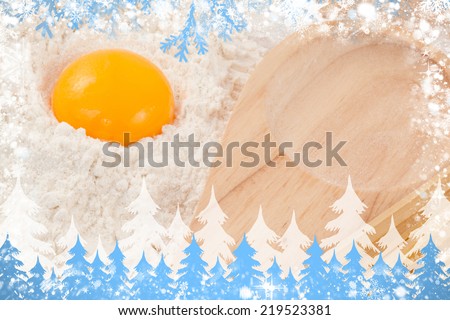 Composite image of snow frame against cooking