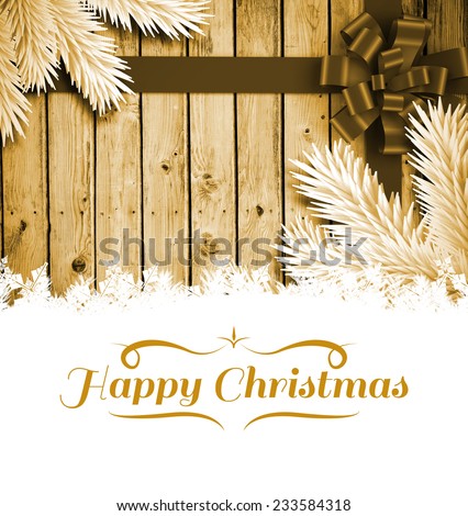 border against wood with festive bow