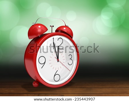 Alarm clock counting down to twelve against shimmering light design over boards