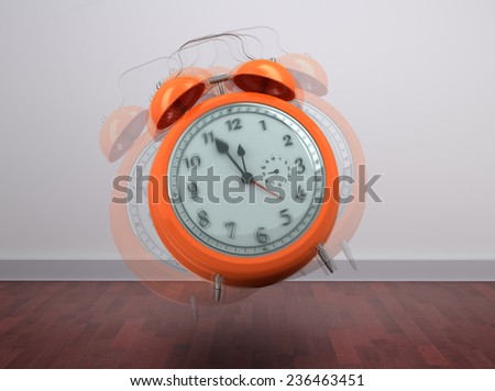 Alarm clock counting down to twelve against room with wooden floor