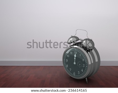 Alarm clock counting down to twelve against room with wooden floor