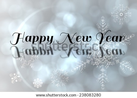 Happy new Year against silver snow flake pattern design