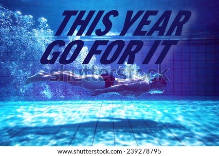 Fit swimmer training by himself against this year go for it