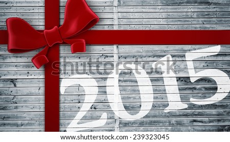 Dark room with opened windows against wood with festive bow