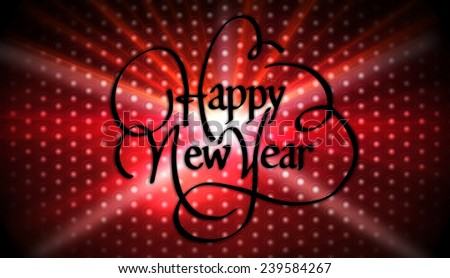 Happy new year against digitally generated disco light background