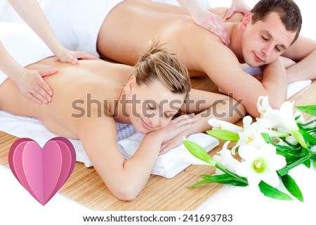 Loving young couple enjoying a back massage against heart