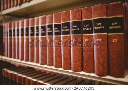 Close up of a lot of law reports in library
