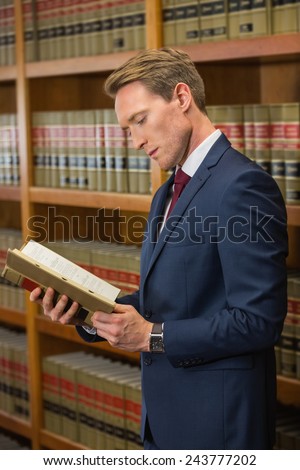 Handsome lawyer in the law library at the university
