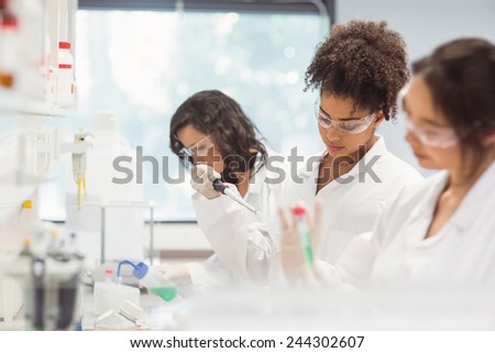 Science students working in the laboratory at the university