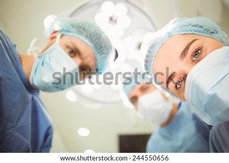Team of surgeons working together at the university
