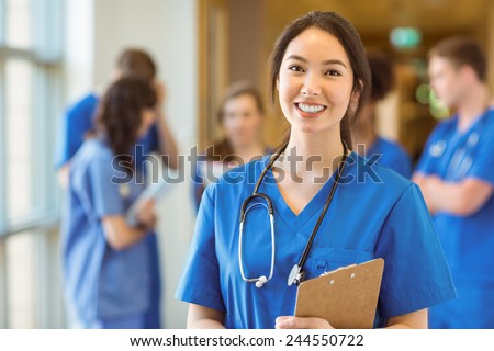 Medical student smiling at the camera at the university