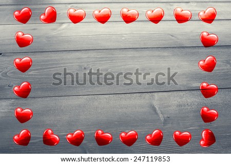 Heart frame against bleached wooden planks background