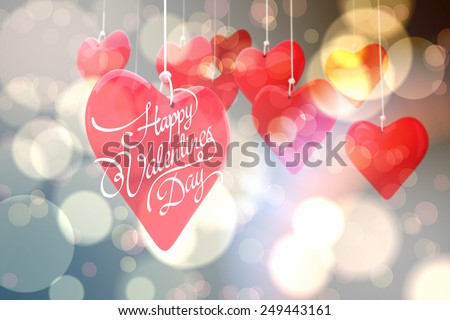 Happy valentines day against light glowing dots design pattern