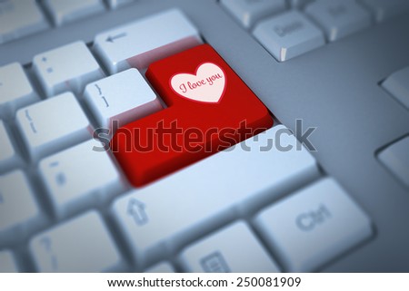 Valentines love hearts against red enter key on keyboard