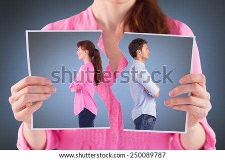 Man and woman facing away against grey vignette