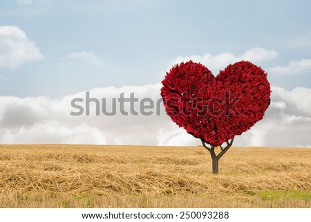 Love heart plant against bright brown landscape