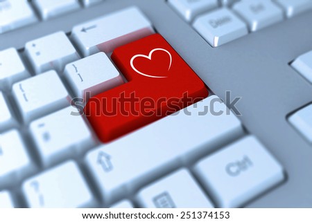 Heart against red enter key on keyboard