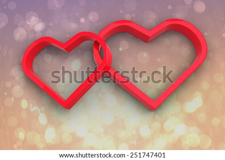 Linking hearts against pink abstract light spot design