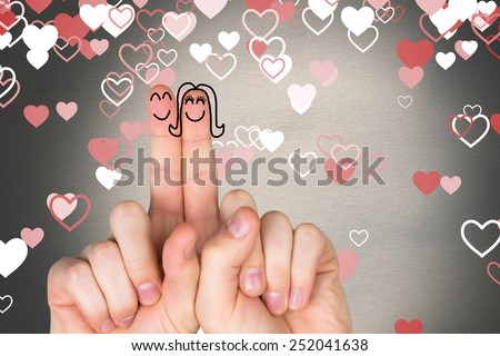 Fingers crossed like a couple against love heart, pattern