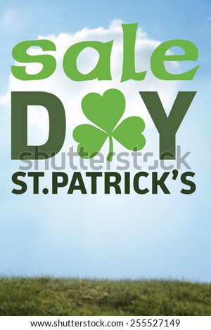 St patricks day sale ad against blue sky over field