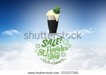 St patricks day sale ad against bright blue sky over clouds