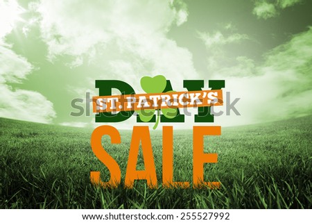 patricks day sale ad against green field under blue sky