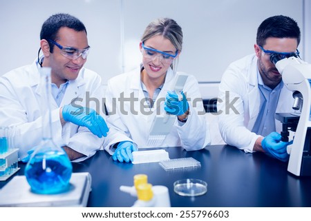 Science students working together in the lab at the university
