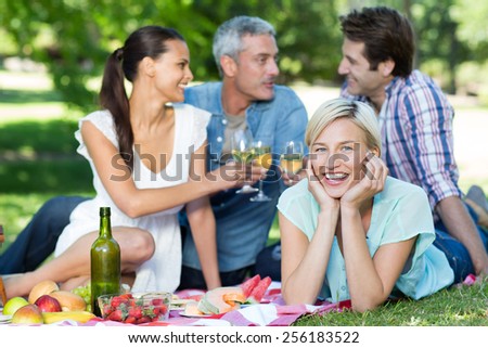 Happy couples at the park on a sunny day