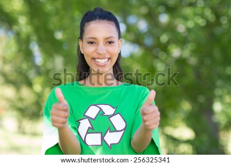 Happy environmental activist in the park on a sunny day