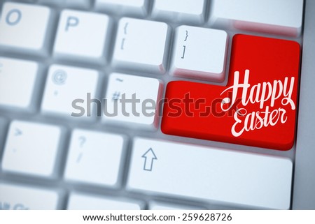 Happy easter against red enter key on keyboard