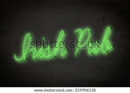 irish pub sign against black wood