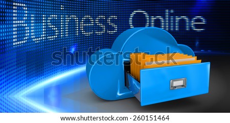 Cloud computing drawer against business online on digital screen