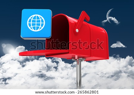 Red email postbox against night sky