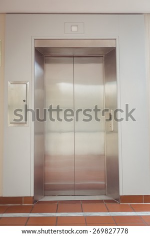 Elevator door in building