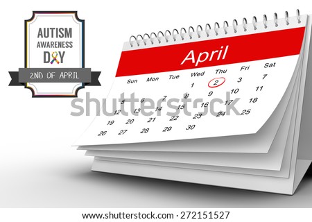 Autism awareness day against april calendar