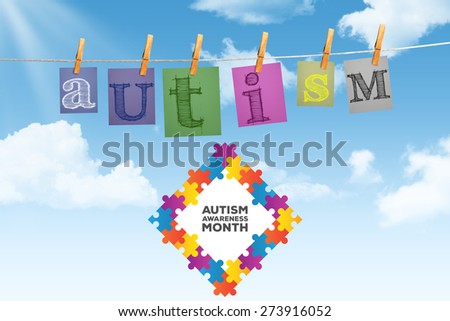 Autism awareness month against digitally generated grey background