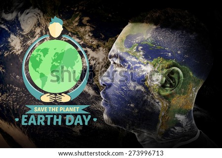 Earth Day Graphic against earth overlay on face