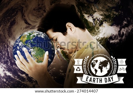 Earth Day Graphic against man holding earth