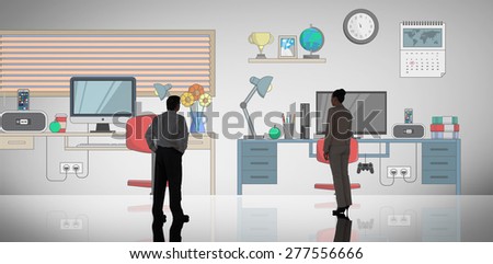 Businessman standing against white background with vignette