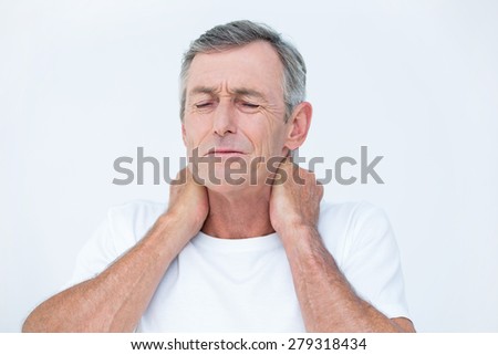 Patient with neck ache in medical office