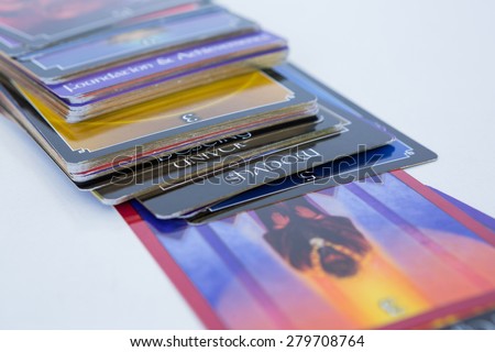 Tarot cards on white background