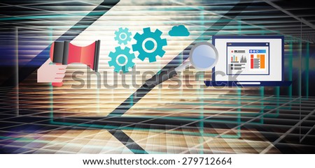 Business graphics against abstract technology background