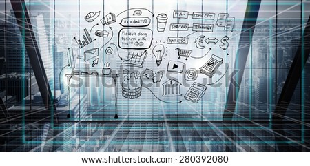 Brainstorm graphic against abstract technology background